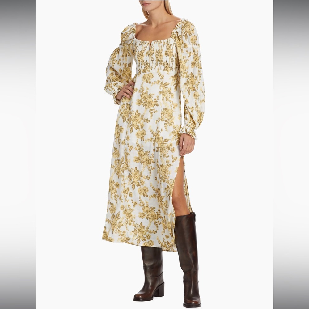 Free People Jaymes Smocked Floral Midi-Dress Size Small